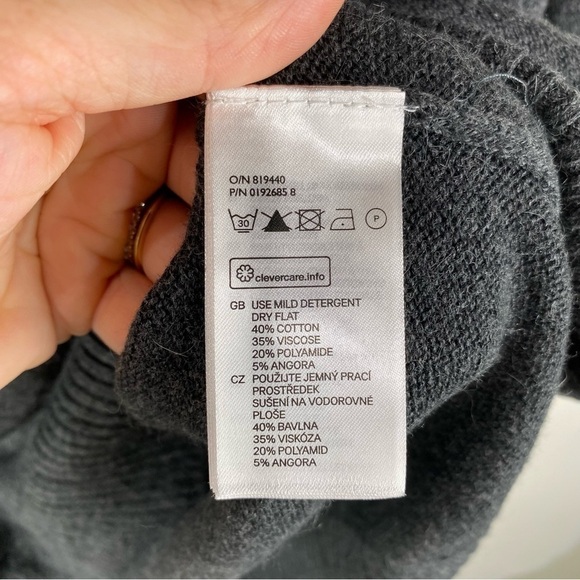 H&M L.O.G.G. Angora Blend Pullover SweaterShirt Hoodie Aztec Printed Size Medium - Picture 4 of 5